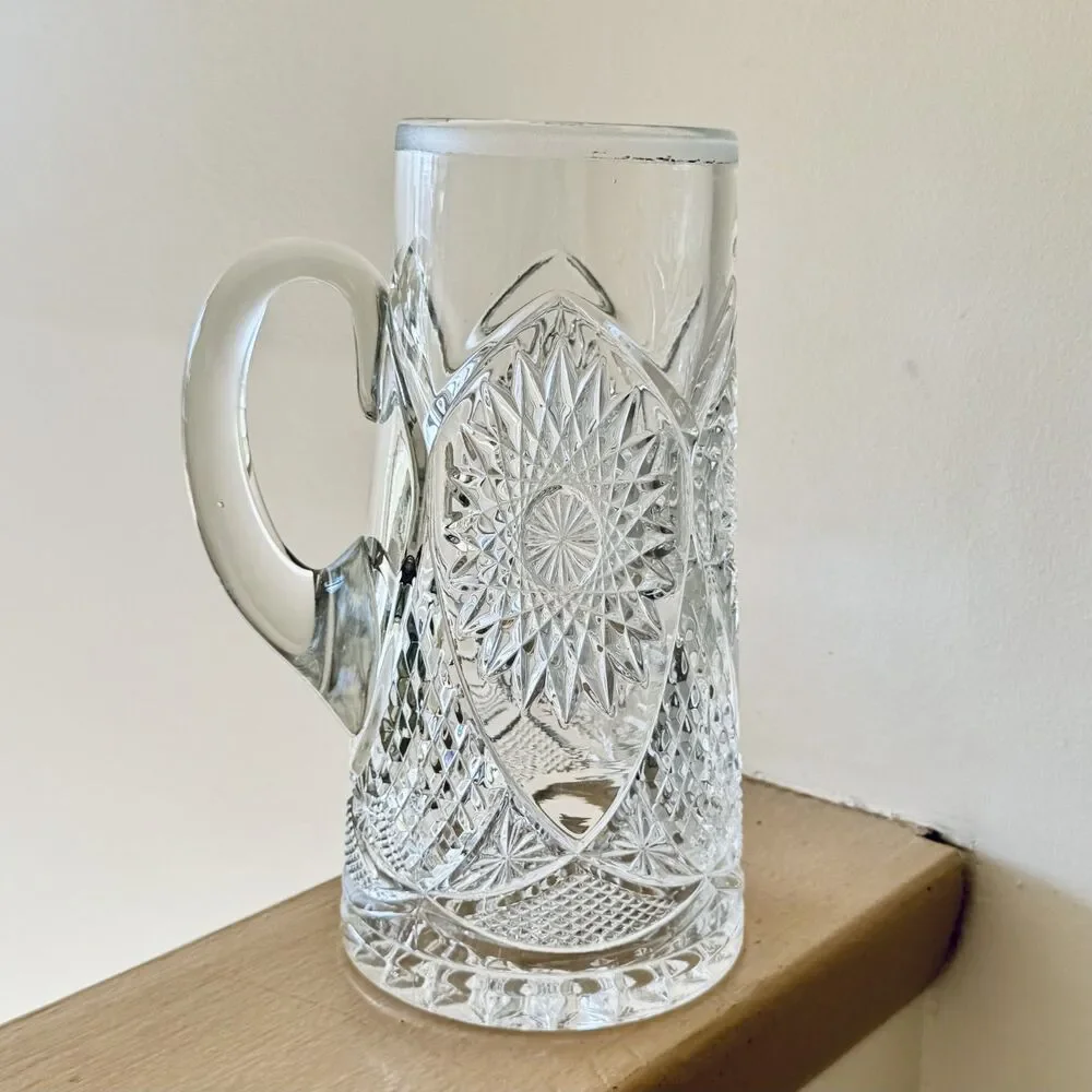 Vintage Duncan and Miller Bassettown Tankard EAPG Crystal Glass Water Pitcher wi